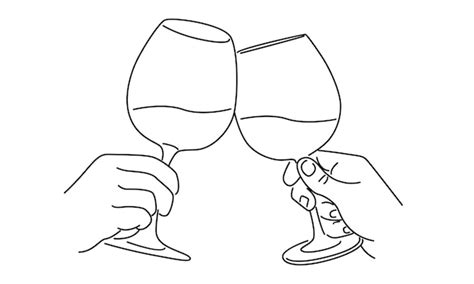 Premium Vector Line Art Of Two Glasses Of Wine