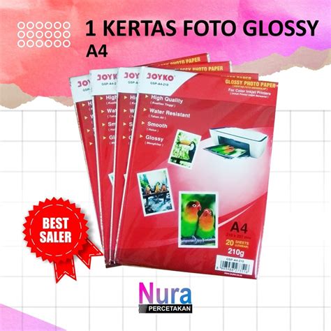 Jual Kertas Foto Glossy 230 Gsm A4 Isi 20 Photo Paper Tebal SINGLE