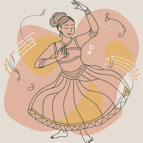 Un Dibujo De Una Mujer Bailando Con M Sica Y Una Nota Musical Vector