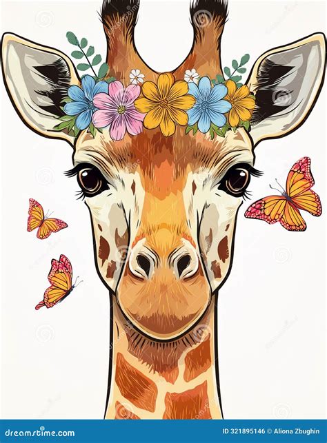 Cute Giraffe Cartoon Of Illustration 82764887
