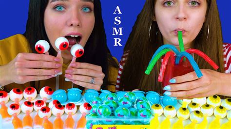 Asmr Nik L Nip Wax Bottles Gummy Eyes Blue Planet Gummy Nerds Rope