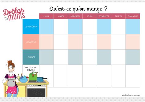 Planning Repas Menu Semaine Vierge Imprimer Gratuit Selection De