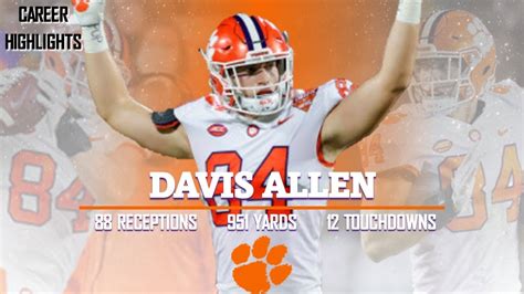 Davis Allen 𝟠𝟜 Clemson Tigers TE YouTube