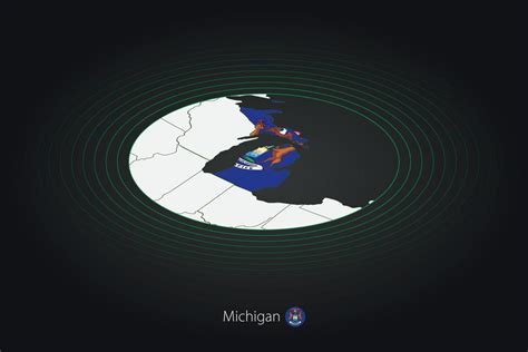 Michigan Map In Dark Color Oval Map With Neighboring Us States