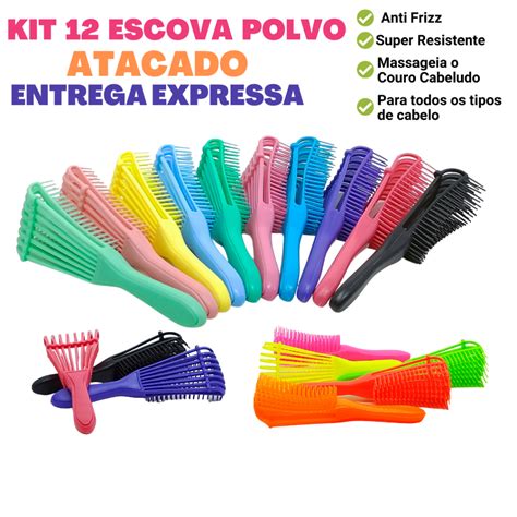 Kit Escovas Polvo Para Cabelos Cacheados Acrylix Shopee Brasil