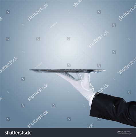 Waiter Holding Empty Silver Tray Over Stock Photo Shutterstock