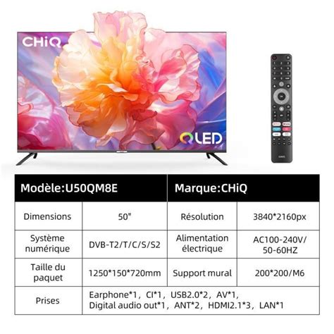 Chiq Tv Intelligente U Qm G Pouces Uhd Qled Avec Hdr Sans Cadre