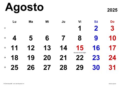 Calendario Agosto Con Festivos Ola Lauryn