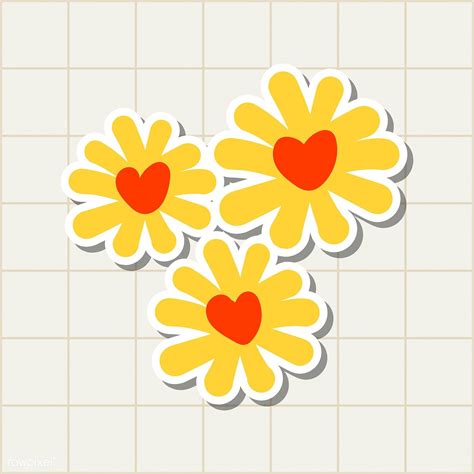 Cute Yellow Flower Sticker Design Element Vector Free Image By