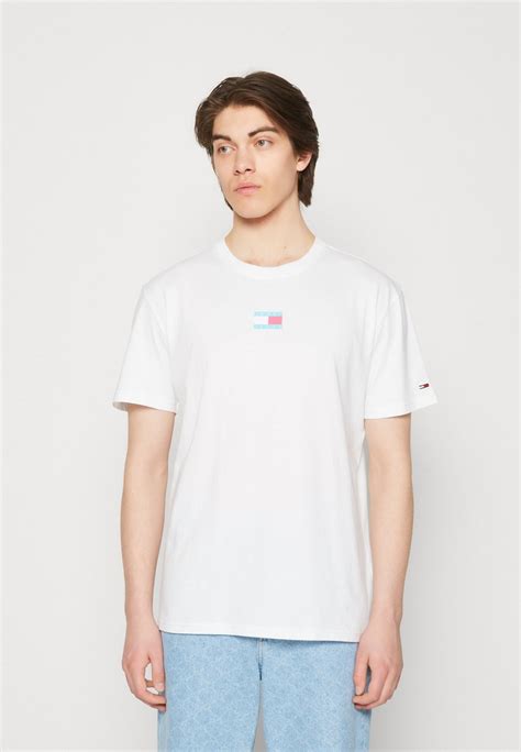 Tommy Jeans Center Pop Flag Tee T Shirt Basic White Weiß Zalando De