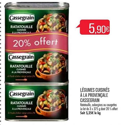 Promo Légumes Cuisinés à La Provençale Cassegrain chez Match