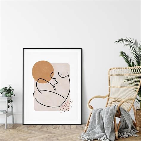 Abstract One Line Nude Art Print Boho Wall Decor Minimalist Drawing