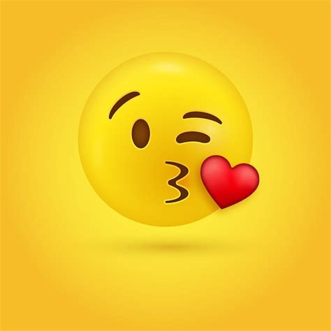 Premium Vector | Kissing emoji face winking eye with puckered lips blowing a kiss