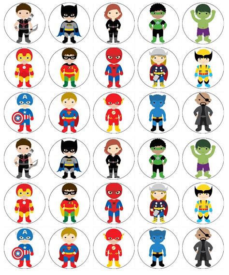 30x Marvel DC Avengers Cupcake Toppers Edible Wafer Paper Fairy Cake