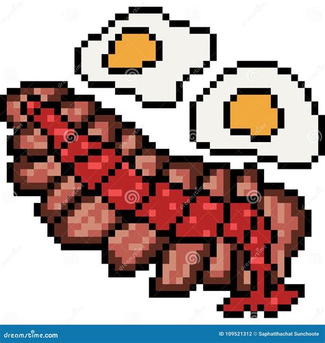 Pixel Art Breakfast Fried Egg Vector Illustration Cartoondealer