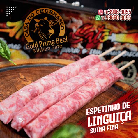 Espetinho De Lingui A Suina Fina Gold Prime Beef