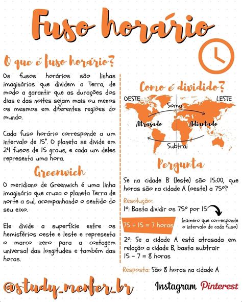 Mapas Mentais Sobre FUSO HORARIO Study Maps Experimente A Adrenalina