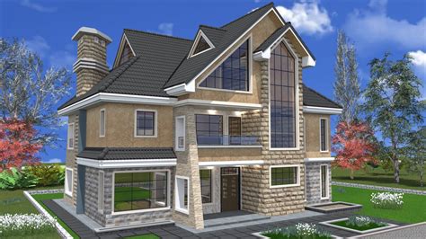 5 BR Maisonette House Designs With Attic Roof House Designs In Kenya