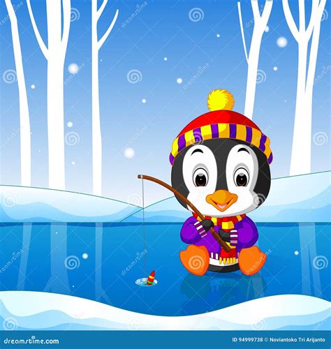 Penguin Fishing On North Pole Arctic Vector CartoonDealer 223070750