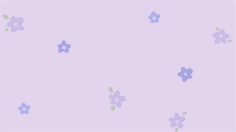 Light Purple Hand Drawn Flowers Aesthetic Desktop Computer Wallpaper