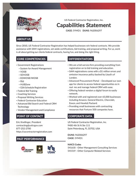 Capability Statement Template For Government Contractors