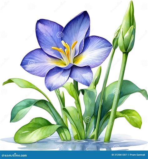 Watercolor Painting Of A Water Hyacinth Eichhornia Crassipes Flower