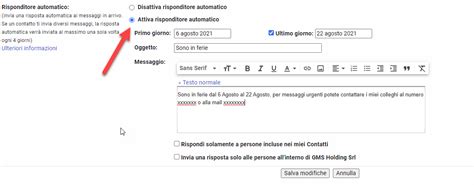 Configurare La RISPOSTA AUTOMATICA In Gmail Open Plug Servizi ICT