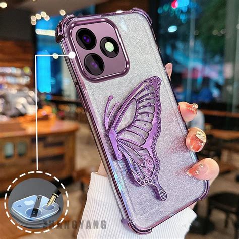 Capa Para infinix smart 8 hot 40i Galvanoplastia Quatro Cantos anti Queda De Telefone Estética