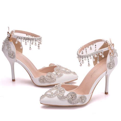 Buy Crystal Queen Women Shoes High Heels Wedding White Diamond