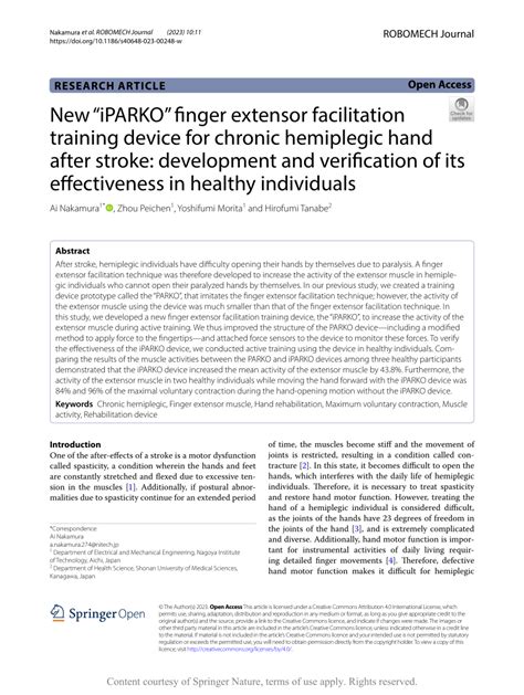 PDF New IPARKO Finger Extensor Facilitation Training Device For