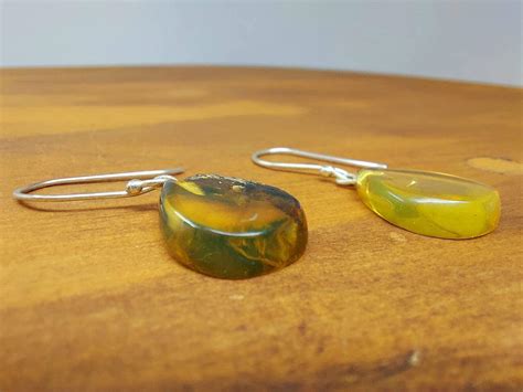 Mexican Amber Sterling Silver Dangle Teardrop Earrings Etsy