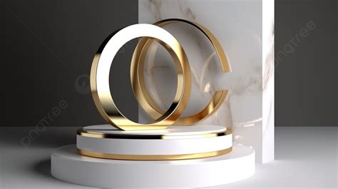 Gold And White Podium In D Render Background Square Podium Stage