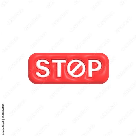 Cute 3D Forbidden Icon Negative Stop Sign Symbol No Entry Sign 3