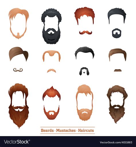 Beards And Mustaches Hairstyles Royalty Free Vector Image