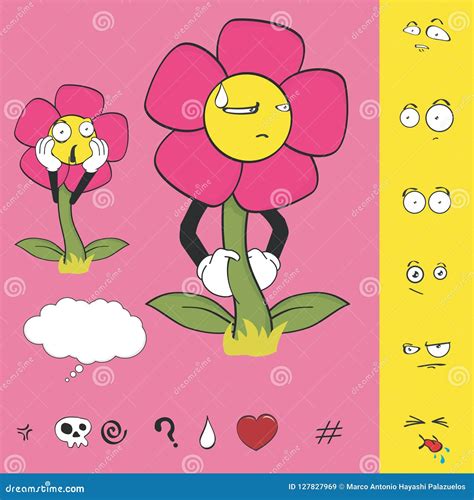 Flower Cartoon Expressions Collection Set6 Stock Vector - Illustration of collection, colorful ...