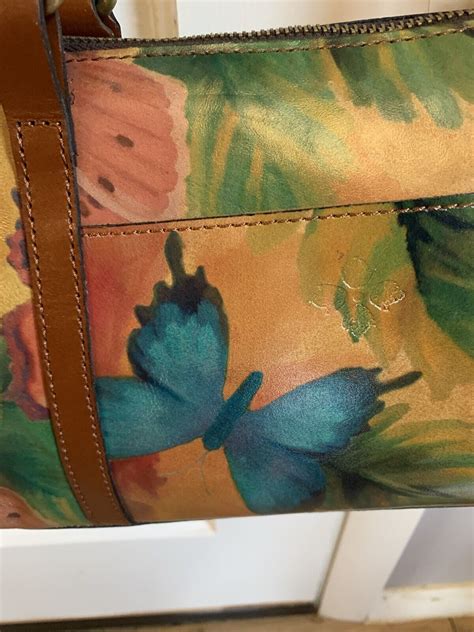 Patricia Nash Leather Brietta Shoulder Satchel Watercolor Butterfly New