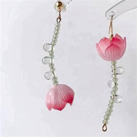 Cute Pink Lotus Flower Earringslotus Flower Drop Earrings Nature