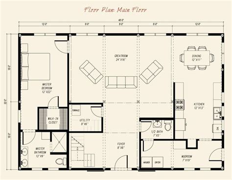 Dream Acreage Pre Designed Barn Home Main Floor Plan Layout Barn