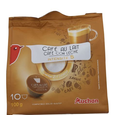 Auchan Caf Au Lait En Dosette Intensit Compatible Dolce Gusto