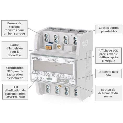 KE8007 Compteur électrique modulaire KETLER Tétra 80 A Certifié