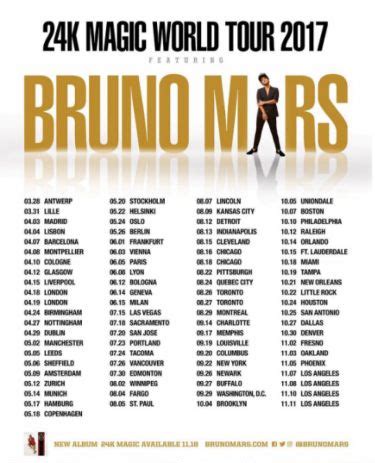 Bruno Mars Tour Schedule Billboard Radio China Bruno Mars