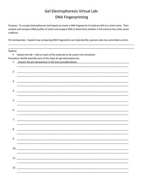 (PDF) Gel Electrophoresis Virtual Lab: DNA Fingerprinting · Gel ...