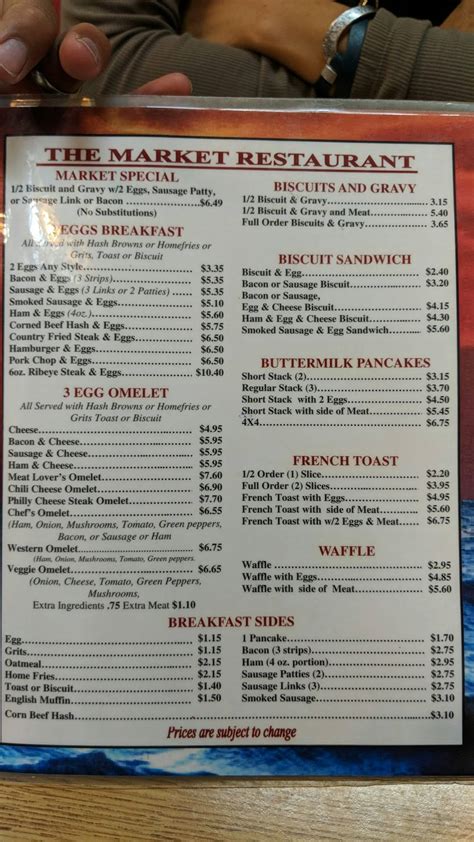 Menu At State Market Restaurant Sanford