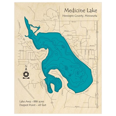 Medicine Lake 3d Custom Wood Map Lake Art Llc