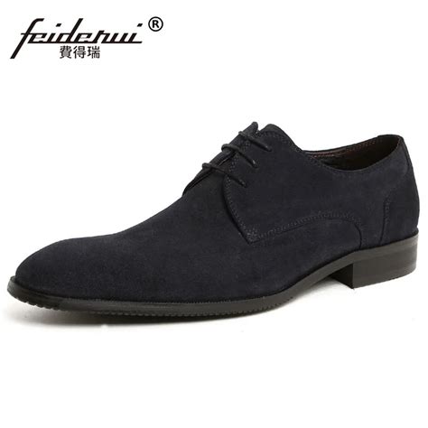 Formal Man Suede Round Toe Derby Dress Shoes Male Genuine Leather Business Oxfords Luxury Brand