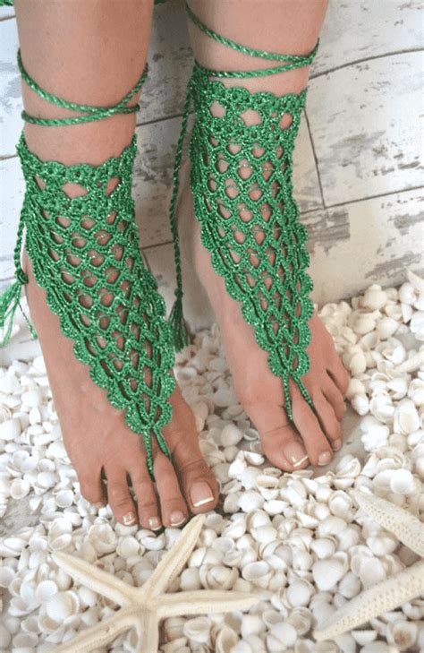 Cleopatra Barefoot Sandal My Beachy Side Barefoot Sandals Silver Crochet Barefoot Sandals