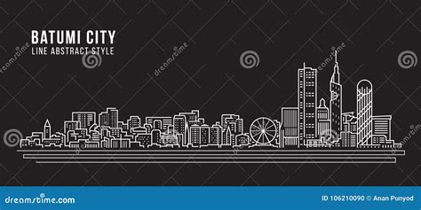 Cityscape Building Line Art Vector Illustration Design Batumi City