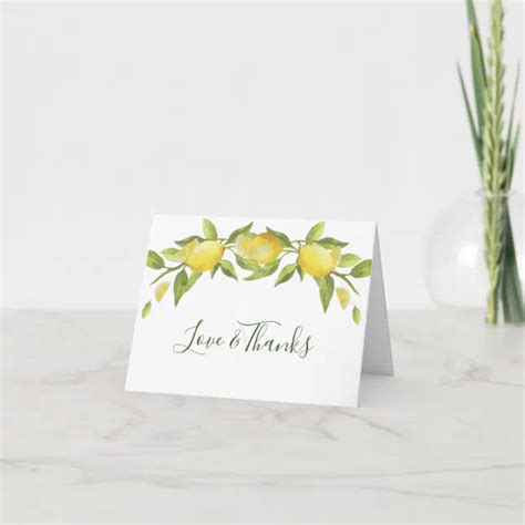 Lemons Wreath And Greenery Watercolor Thank You Card Zazzle