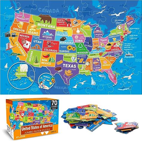 Jumbo Floor Puzzle For Kidsusa Map Puzzle Jigsaw Geography