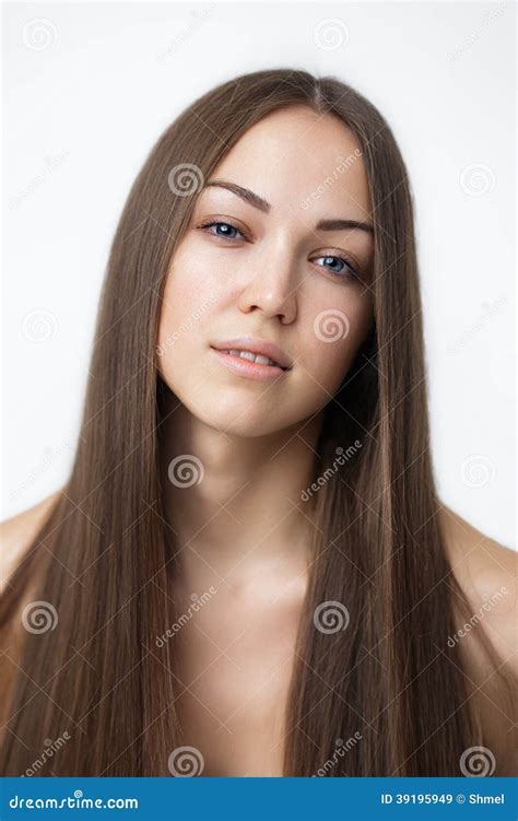 Sch Nes Brunette M Dchen Gesundes Langes Haar Stockbild Bild Von Luxus Baumuster